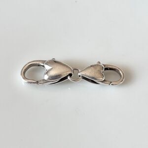 BRIGHTON Double Heart Lobster Clasp Extender Bracelet or Necklace Silver